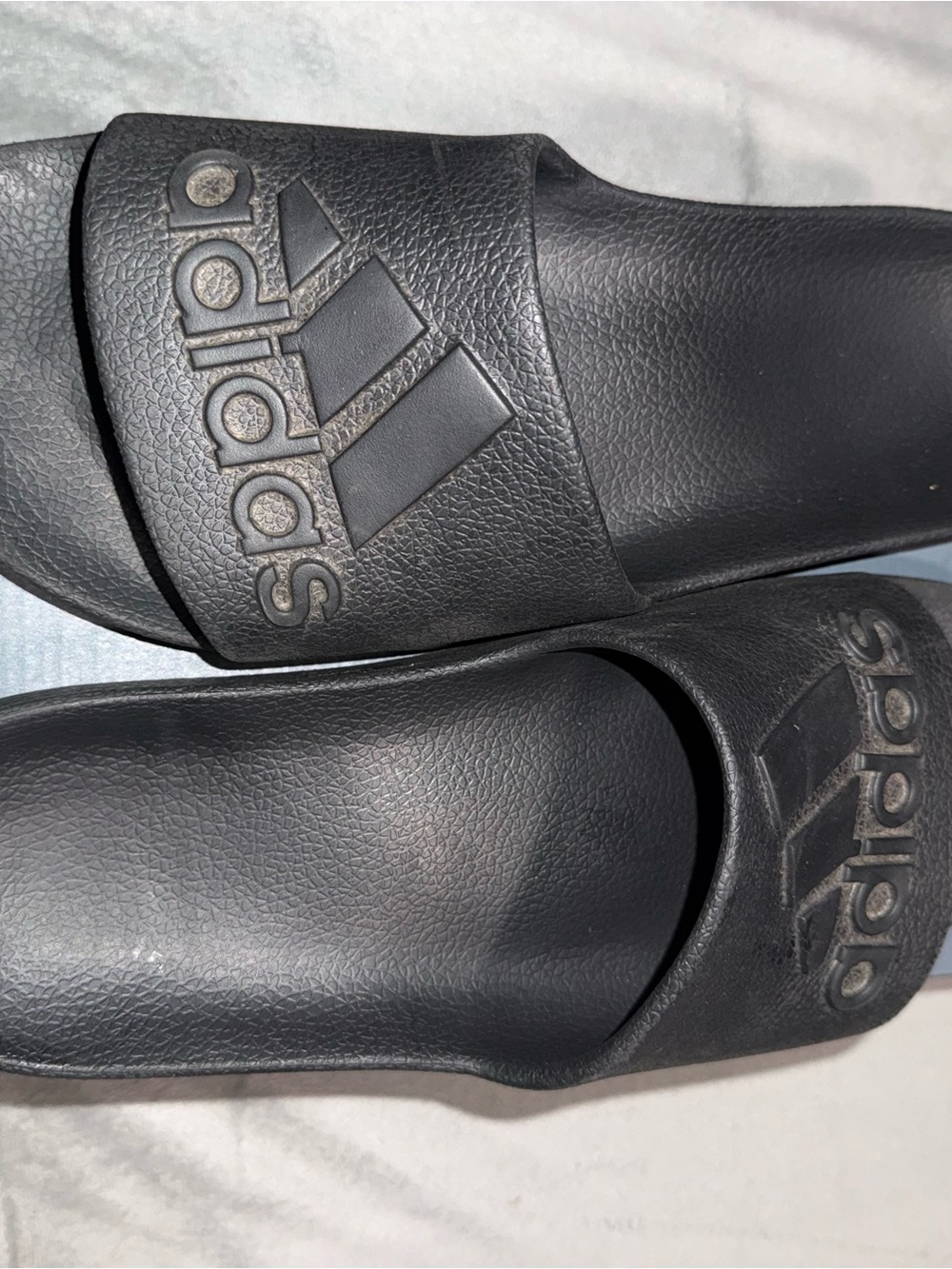 adidas Black Men’s Slide Sandals with Embossed Logo
